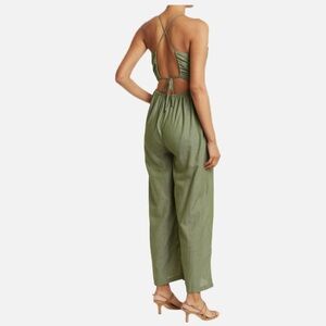 Melrose Market Tie Back Wide Leg Jumpsuit in Green Bronze Size M